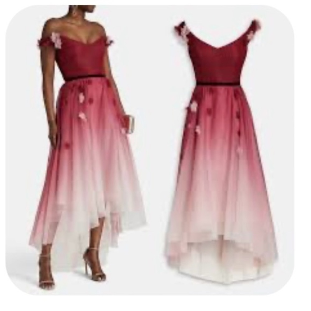 Elegant Ombre Red Evening Dress